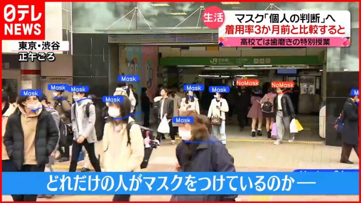 【マスク】着用が「個人の判断」へ　渋谷駅前の着用率は91.3%