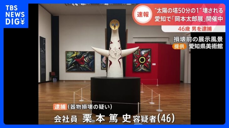 岡本太郎さんの展覧会で「太陽の塔50分の1」壊される…3センチほど亀裂　46歳男を逮捕　愛知県美術館｜TBS NEWS DIG