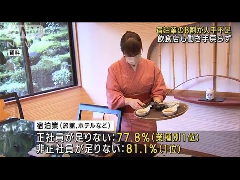 宿泊業の8割が「人手不足」 飲食店も働き手戻らず(2023年2月18日)