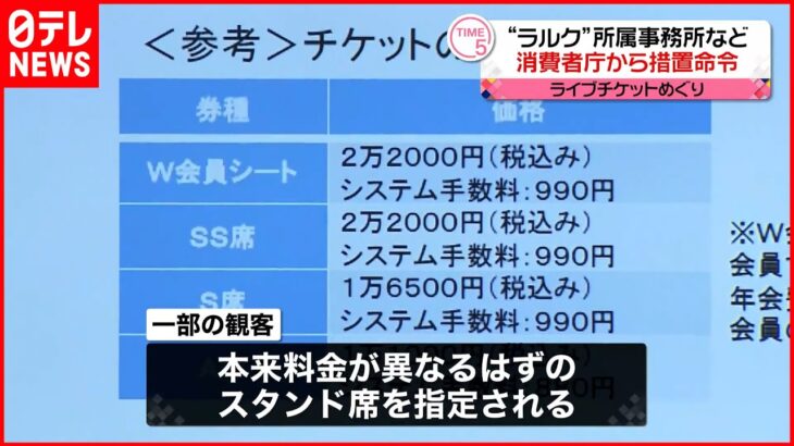 【｢ラルク｣チケット】「SS席」購入も｢スタンド席｣指定された例も…所属事務所など3社に措置命令