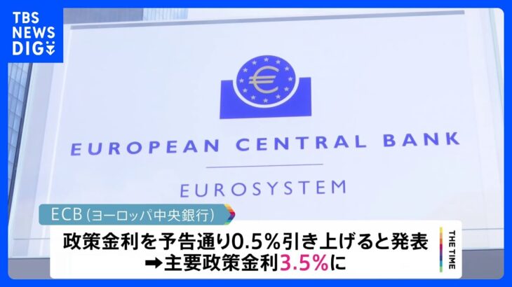 ヨーロッパ中央銀行　0.5％利上げ　クレディ・スイス経営不安で市場混乱も　インフレ対策優先｜TBS NEWS DIG