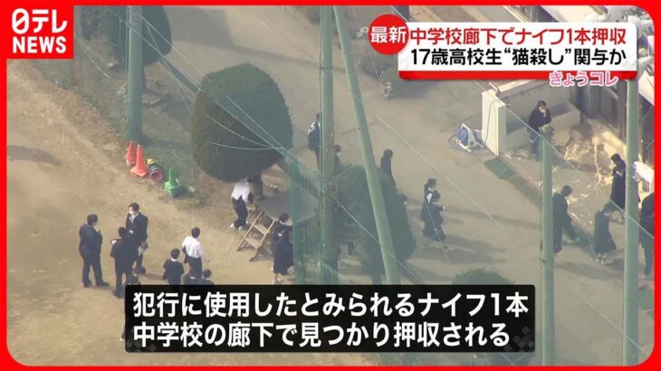 【中学校で“切りつけ”】ナイフ1本を中学校の廊下で押収 高校生逮捕