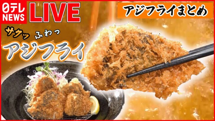 【アジフライまとめ】サクサクふっくら！限定20食のこだわりアジフライ定食/新食感！刺身みたいな半生アジフライ/産地直送！甘みとうま味が詰まった黄金アジフライ定食　など （日テレニュース LIVE）