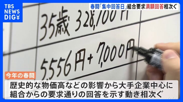 2023年の春闘「集中回答日」　大手企業では去年を大幅に上回る回答相次ぐ　中小企業の賃上げ実現が焦点に　約8年ぶりの「政労使会議」　岸田総理が賃上げ協力要請へ｜TBS NEWS DIG