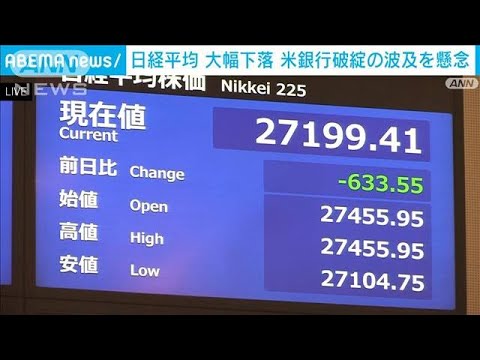 日経平均　きょうも大幅下落でスタート(2023年3月14日)