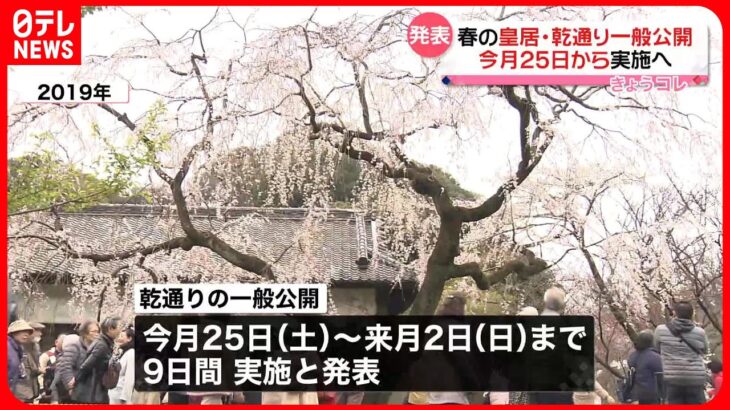【桜】皇居・乾通りの一般公開　25日から9日間実施へ
