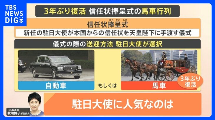 3年ぶりに“馬車行列”復活！ 天皇陛下に信任状手渡す儀式 『信任状捧呈式』とは【解説】｜TBS NEWS DIG