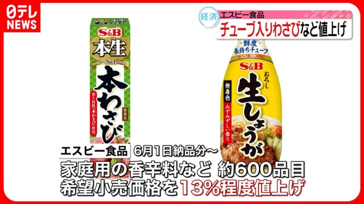 【エスビー食品】値上げへ チューブ入り「本生本わさび」や香辛料など約600品目