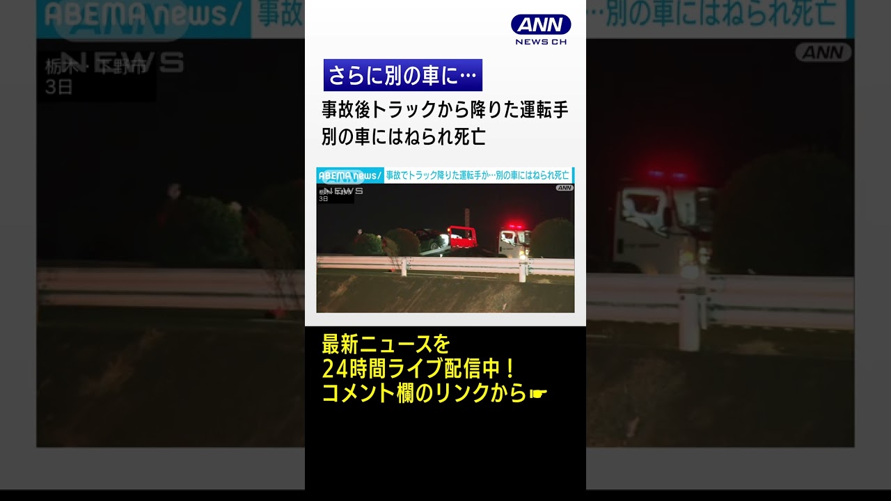 衝突事故でトラックから降りた運転手 反対車線で別の車にはねられ死亡 #Shorts