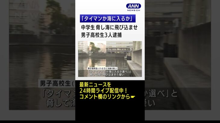 「タイマンか海に入るか選べ」男子中学生を脅し海に飛び込ませる　男子高校生3人逮捕　#shorts