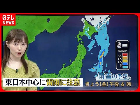 【天気】西日本は回復 東日本と北日本は午前中心に雨