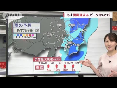 【関東の天気】あす雨・風強まる　ピークはいつ？(2023年3月12日)