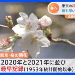 【速報】東京の桜が開花　最も早い記録に並ぶ　ソメイヨシノでは今年全国で最も早い開花｜TBS NEWS DIG