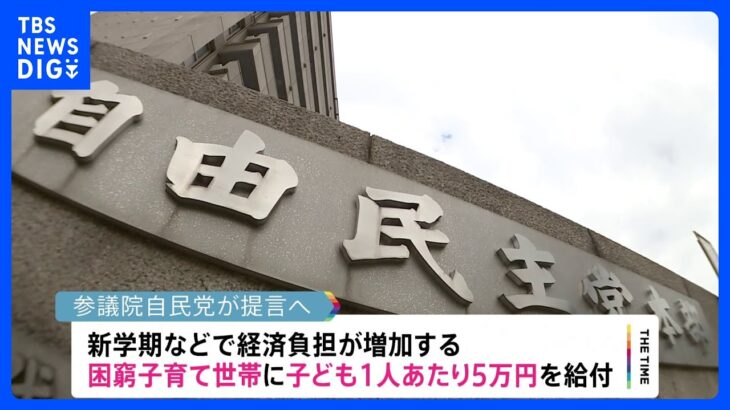 参議院自民党　困窮子育て世帯に5万円給付提言へ｜TBS NEWS DIG