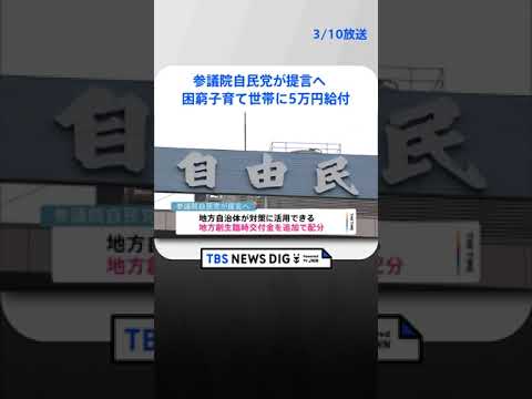 議院自民党　困窮子育て世帯に5万円給付提言へ　 | TBS NEWS DIG #shorts