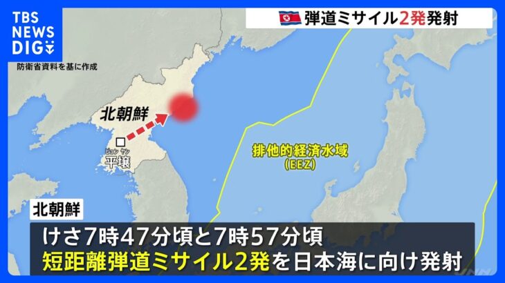 【弾道ミサイル発射】最高高度50キロ、350キロ程度飛翔か　北朝鮮が“弾道ミサイル”2発発射｜TBS NEWS DIG