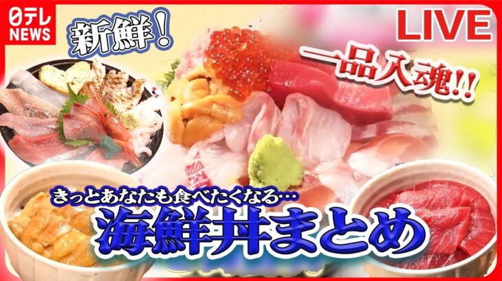 【海鮮丼まとめ】採算度外視！マグロがてんこ盛り / 海鮮丼を立ち食いで⁉ / マグロの解体ショーが観れる店 など グルメニュースライブ （日テレNEWS LIVE）