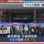 【マスク着用】 個人の判断に　朝の東京駅前では89％超が着用も