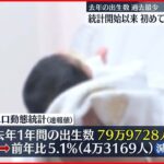 【出生数“過去最少”】初の80万人割れ…7年連続の減少