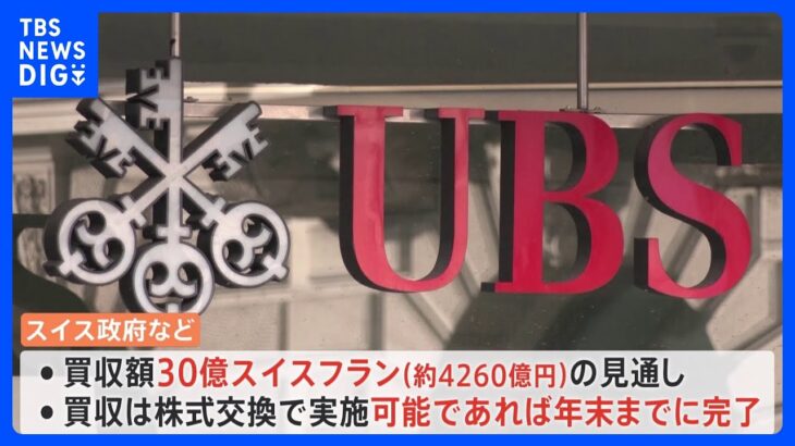 スイスの金融大手「UBS」が「クレディ・スイス」を買収　買収額は約4260億円｜TBS NEWS DIG