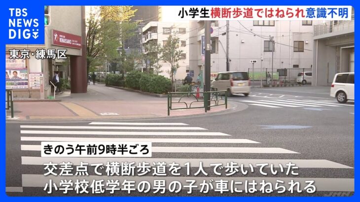 横断歩道を1人で歩いていた小学生男児が乗用車にひかれ意識不明　東京・練馬区｜TBS NEWS DIG