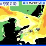 【黄砂】あす13日にかけ広い範囲で黄砂の飛来が予想　北日本ほど濃度の高い黄砂が飛来する見込み ｜TBS NEWS DIG