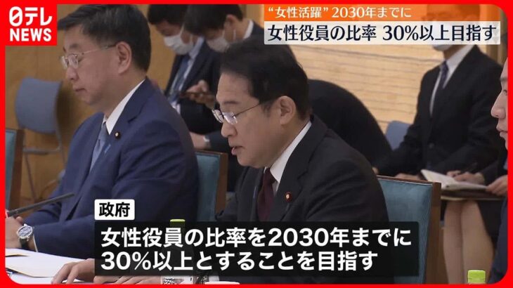 【岸田首相】2030年までに女性役員の比率30%以上に　目標示す