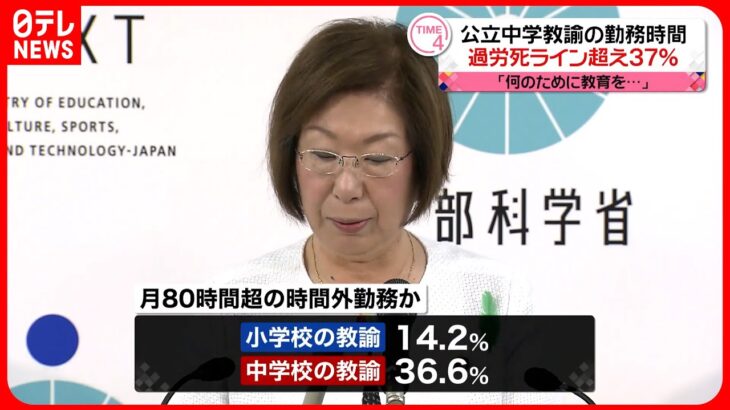 【教諭“過労死ライン超”】公立中学36.6％「24時間働けますかみたいな…」