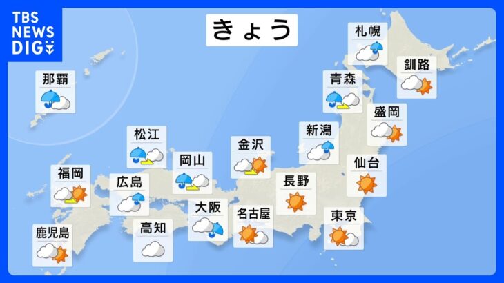 【4月19日 今日の天気】東京は夏日　西日本は通り雨にご用心｜TBS NEWS DIG
