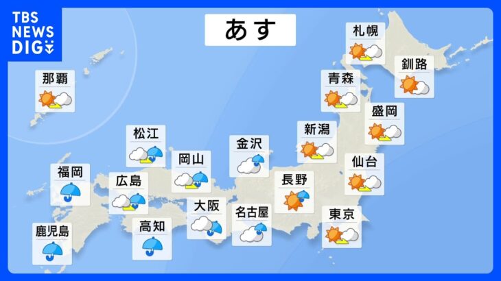 【4月24日 明日の天気】火曜は西日本で雨　水曜は東日本で雨　しっかり降ります｜TBS NEWS DIG