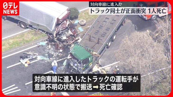 【事故】対向車線にはみ出したか…トラック同士が正面衝突 1人死亡 栃木・下野市