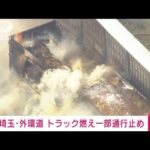【速報】埼玉・外環道でトラック火災　積み荷の木のチップ約10トン燃える(2023年4月5日)