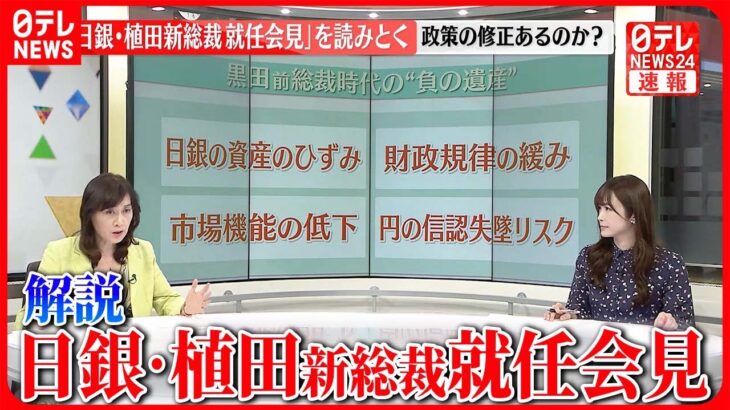 【解説】日銀・政策の修正あるのか？ 植田新総裁就任会見を読みとく