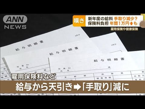 新年度の給料　手取り減少？　SNSで嘆き相次ぐ…保険料負担　年間1万円↑も(2023年4月26日)