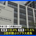 今年1～3月期実質GDP　年率1.6％増で3四半期ぶりプラス成長　個人消費増加が要因｜TBS NEWS DIG