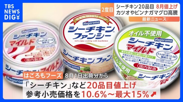 「シーチキン」年内2度目の値上げ　「シーチキンマイルド」335円→385円に　8月から｜TBS NEWS DIG