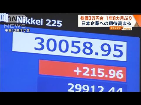 株価3万円台 1年8カ月ぶり　日本企業への期待高まる(2023年5月17日)