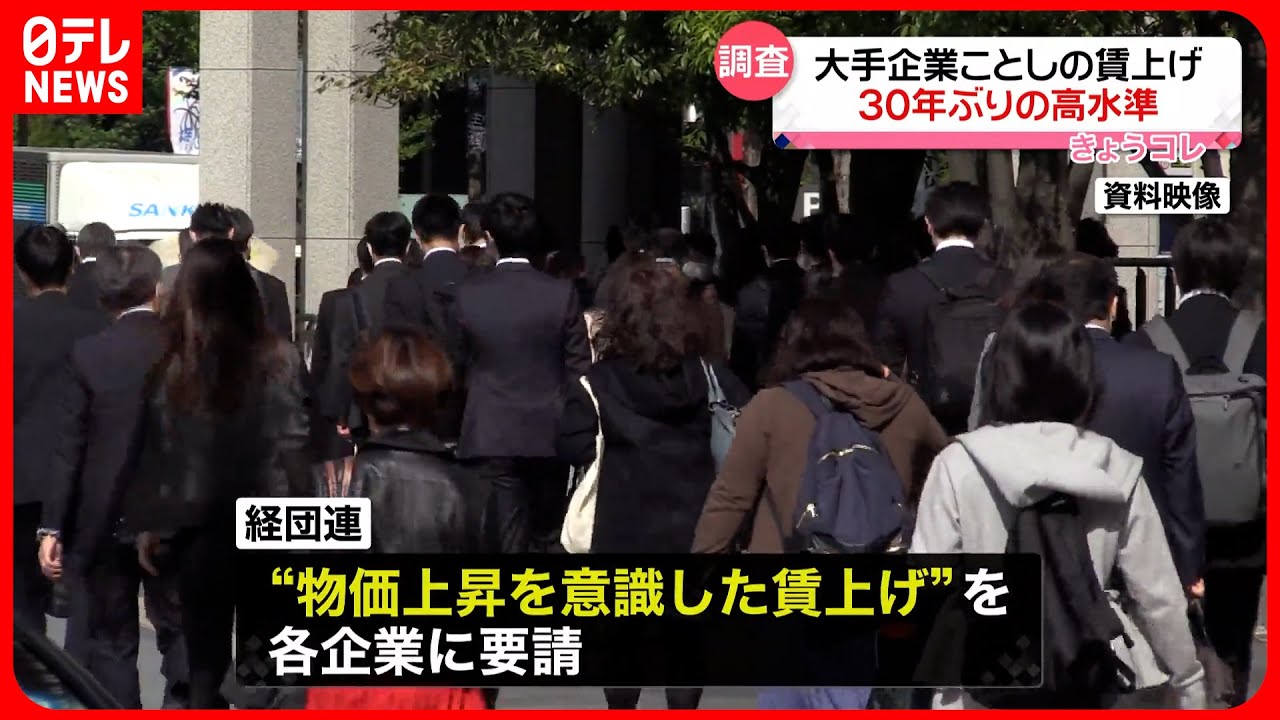 【調査】大手企業の賃上げが30年ぶりの高水準　経団連「大きな手応え」