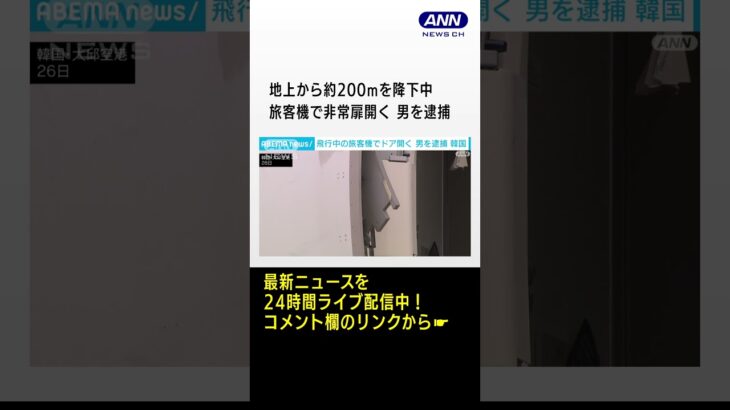 飛行中の旅客機で非常扉開く　30代の男逮捕　韓国 #shorts