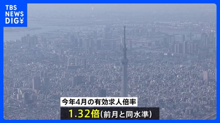 【速報】今年4月の有効求人倍率「1.32倍」で前月から横ばい　物価高で求人・求職とも控える動きも｜TBS NEWS DIG