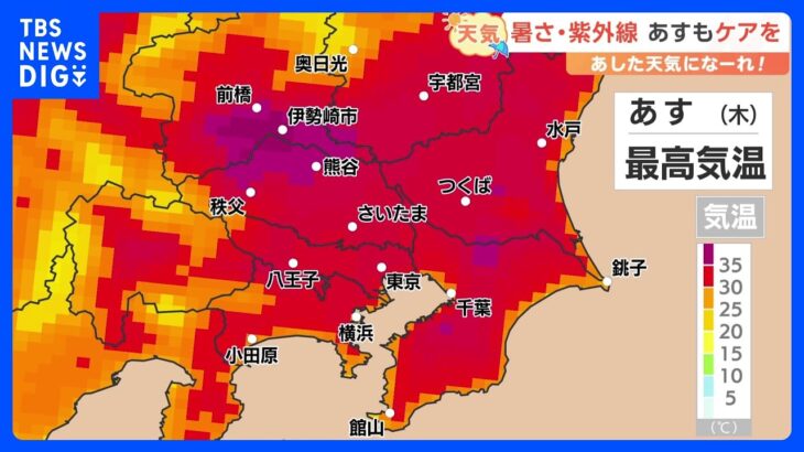 【5月18日 関東の天気】暑さ・紫外線 あすも十分ケアを｜TBS NEWS DIG