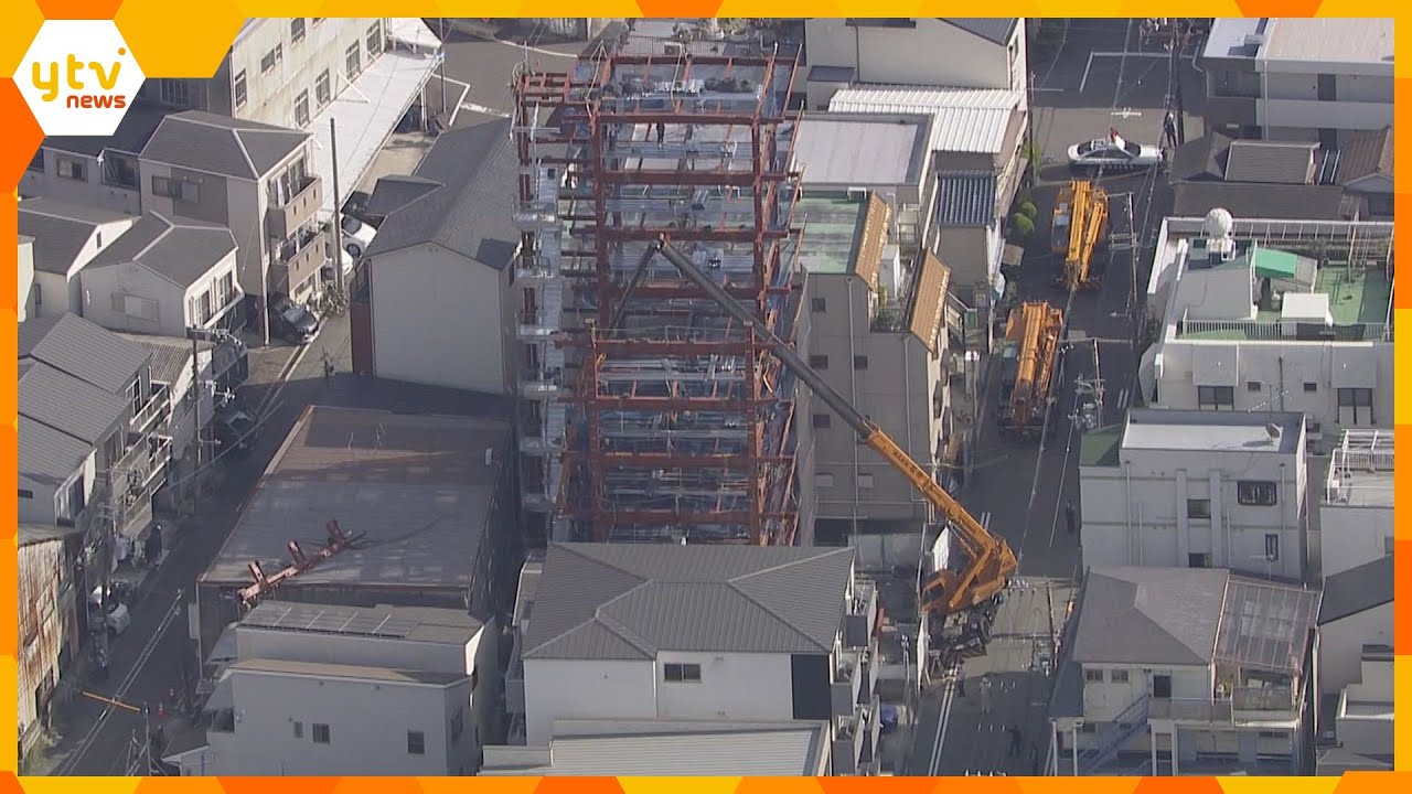 【速報】クレーン車アーム部分折れ、隣の店舗屋根の上に”鉄骨”落下　大阪市此花区マンション建設現場