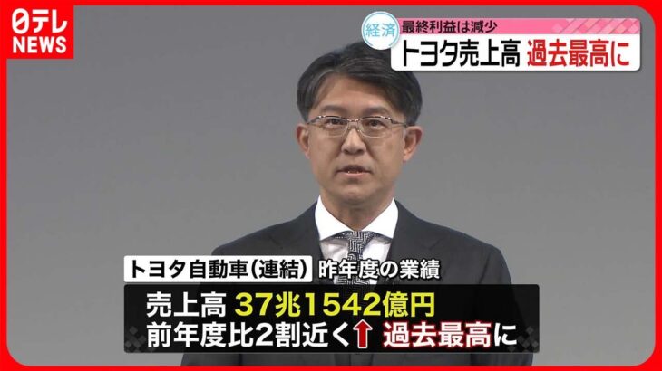 【トヨタ自動車】昨年度の売上高が過去最高  最終利益は14％減益