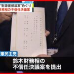 【立憲民主党】“財源確保法案”めぐり  鈴木財務相の不信任決議案を提出