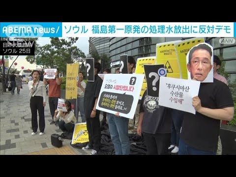 ソウルで福島第一原発の処理水放出に反対デモ　岸田総理模したパフォーマンスで抗議も(2023年5月25日)