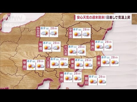 【関東の天気】安心天気の週末到来！日差しで気温上昇(2023年5月26日)