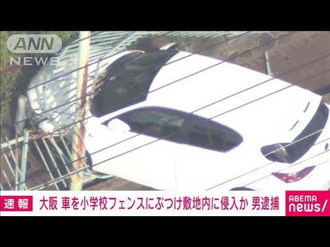 車を小学校のフェンスにぶつけ敷地内に侵入か　男を逮捕　大阪(2023年5月31日)