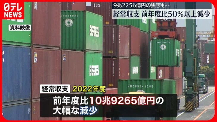 【財務省】昨年度の経常収支9兆2256億円の黒字も…黒字額は前年度比50％以上の大幅減