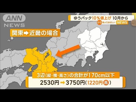 ゆうパック　平均10％値上げ　10月から【知っておきたい！】(2023年6月9日)