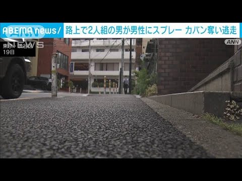 東京渋谷区の路上で2人組の男にスプレーかけられかばん奪われる車で逃走(2023年6月19日)